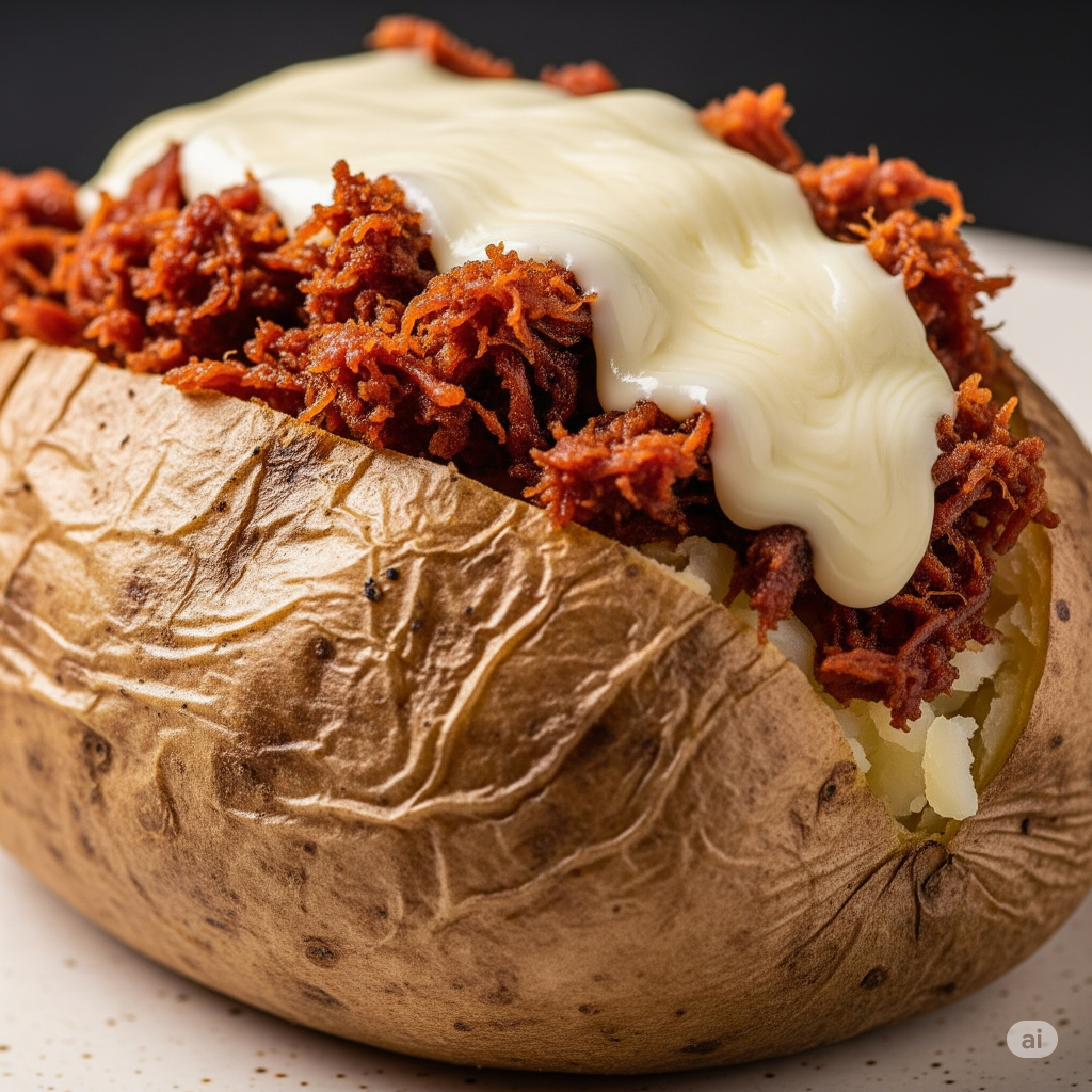 batata recheada com carne seca e catupiry: