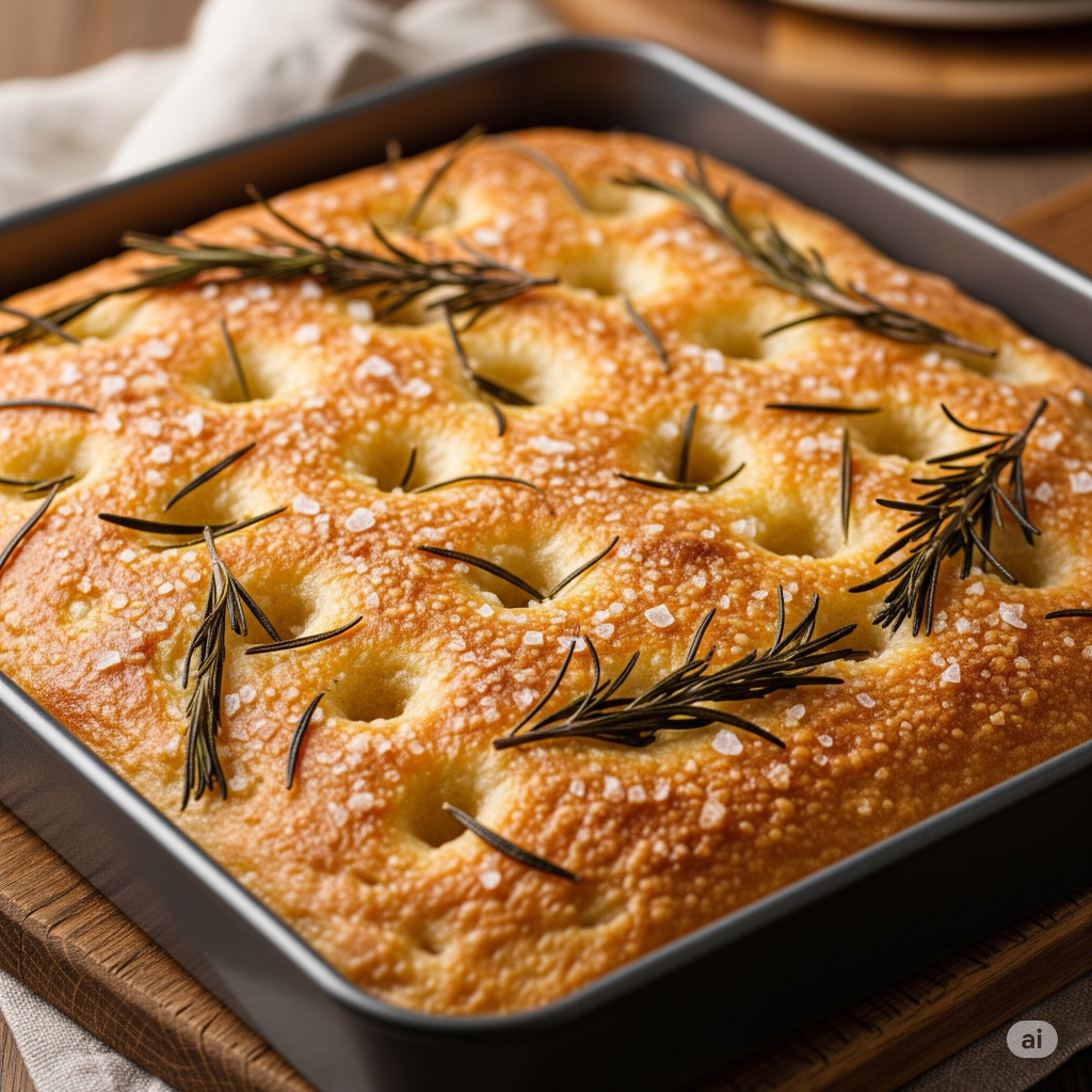 Focaccia com Alecrim e Sal Grosso