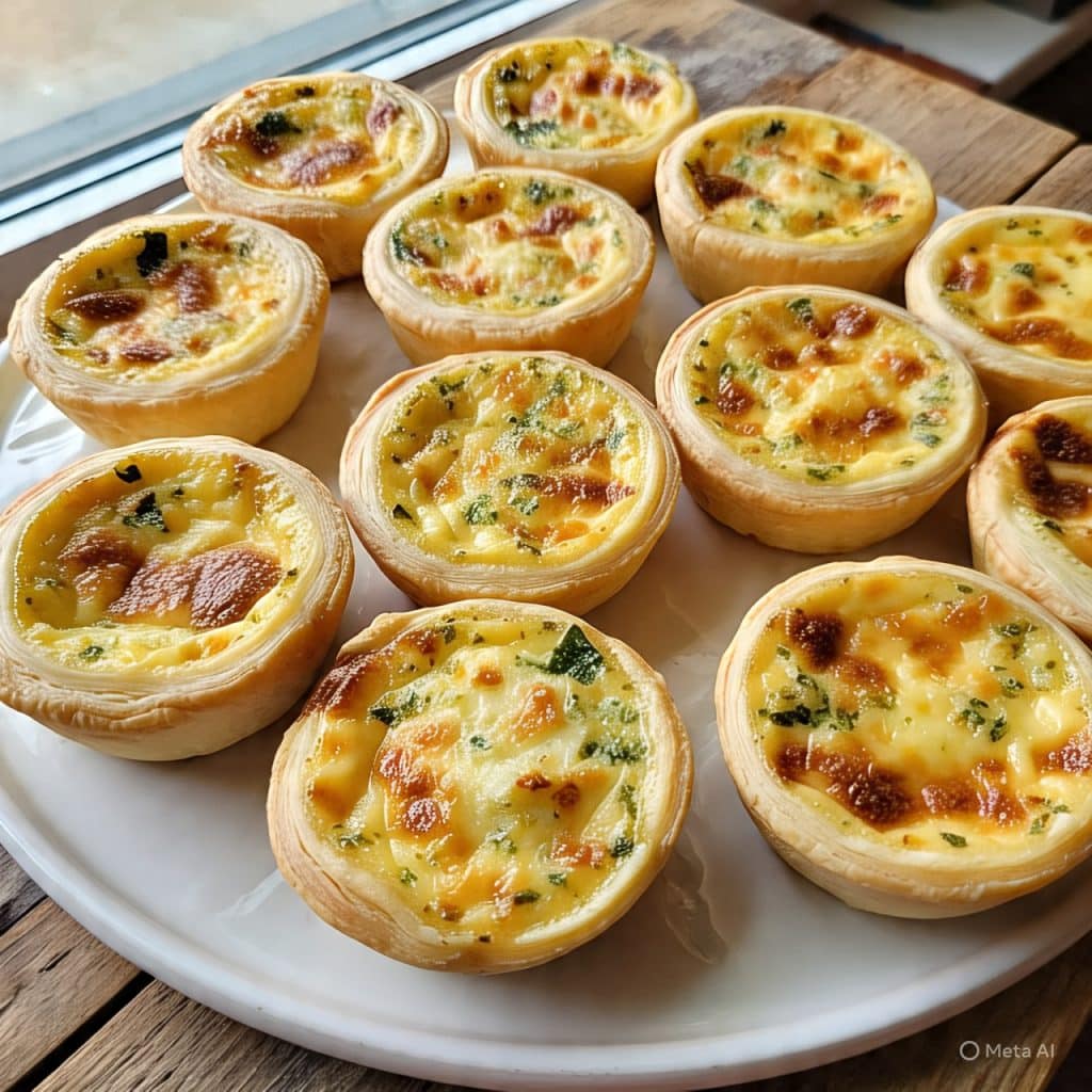 Mini Quiches de Alho-Poró e Queijo