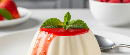 Panna Cotta de baunilha com calda de frutos vermelhos